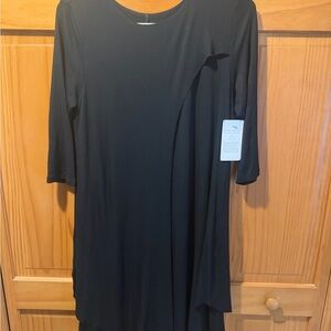 Soft Surroundings Black Asymmetrical Hem Three-Quarter Sleeve Dress